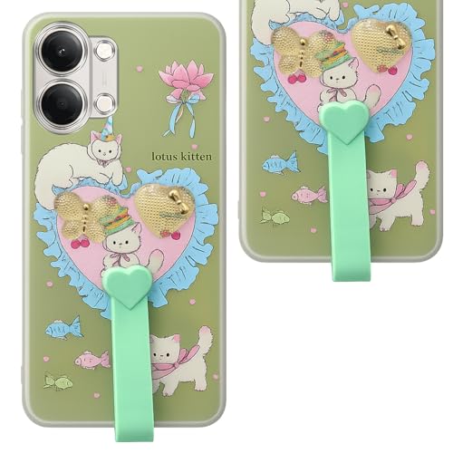 Image of Jkobi Back Cover Case for Vivo Y11 | Vivo Y21 5G (3D Cute Heart Strap Holder | Camera Protection | Designer Girls Print)