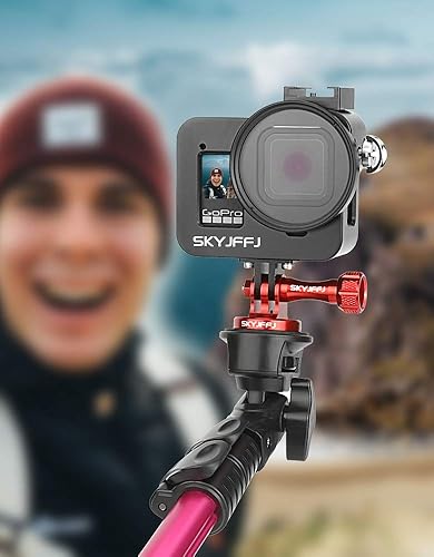 Miniatura 5 de Accesorio adaptador de trípode de aluminio, perno - Adaptador para montaje monopié con tornillo CNC de aluminio compatible con cámara de acción