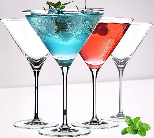 Image of Martini Glasses 180 ml Hand-Blown Crystal Martini Glass Set | Elegant Cocktail Glasses for Bar, Whiskey, Gin, Tequila | Goblet Gift Set for Birthday, Housewarming-Clear. Set of 6 (Tea$$)