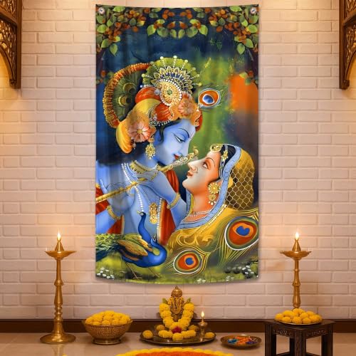 Image of Special You Krishna janmashtami Decoration Items with Radha Krishna Theme Backdrop (5 * 3ft), Janmashtami Decoration Items, Radha Krishna wall Decor- 1Pc