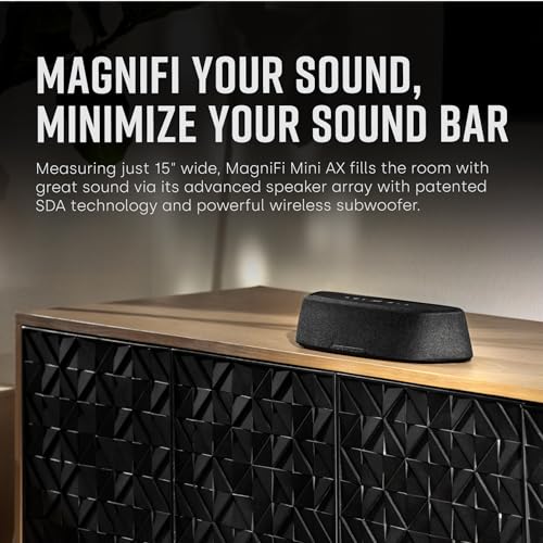 Image of Polk Audio MagniFi Mini AX Sound Bar for TV with Wireless Subwoofer, Dolby Atmos and DTS:X Certified, Polk's patented VoiceAdjust & SDA technologies, Ultra-Compact Design, Easy Setup, Black