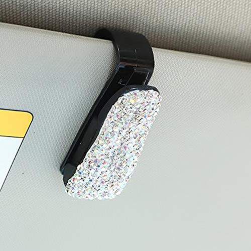 Bril voor Auto Zonneklep sparkling Diamant Zonnebril Brillen Mount met Ticket clip - Whtie AB - Image 5