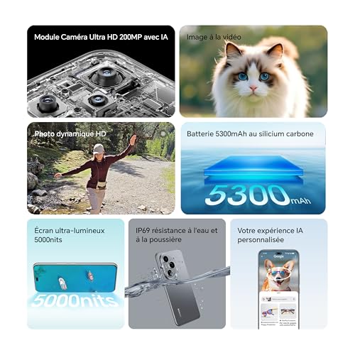 HONOR 400 Pro Smartphone 5G Dual SIM NFC 12GB RAM 5300 mAh Caméra 200MP Ultra Haute Définition Android 15 6 7 Pouces Écran AMOLED Lunar - vue 2