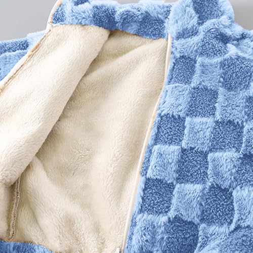 Boys Girls Sherpa Jacket Stand-Up Collar Color Block Fleece Outwear Ultra Soft Warm Plush Windproof Coat 2-15 Years2