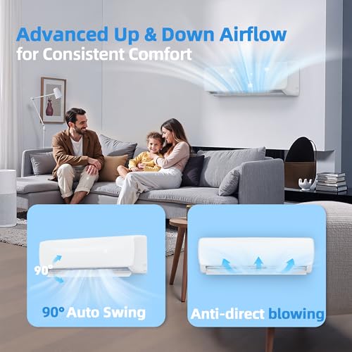Image of Manastin 18000BTU Mini Split Air Conditioner & Heater with Inverter, 19 SEER2 230V Energy Saving AC Unit Cools Rooms up to 1250 Sq. Ft, Complete Installation Kit,White