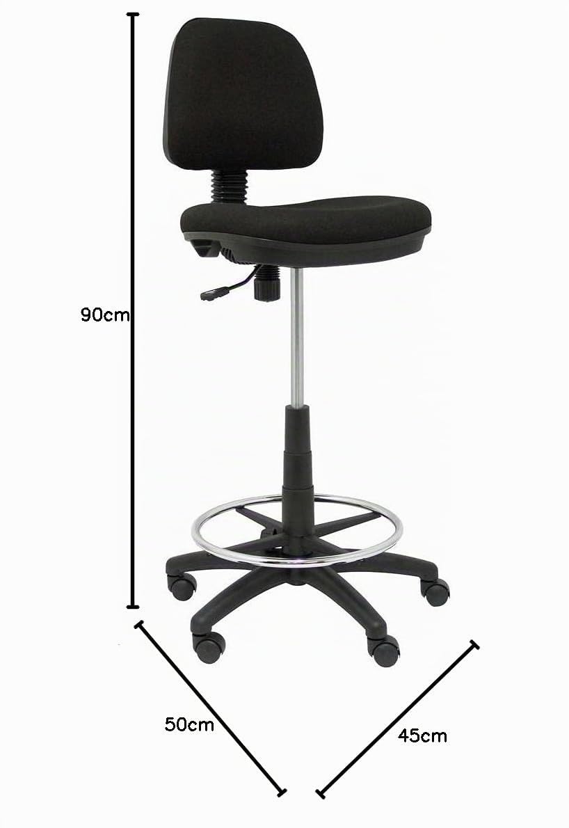 Piqueras y Crespo T12CL - Taburete ergonómico Giratorio y Regulable en Altura con aro reposapiés Cromado