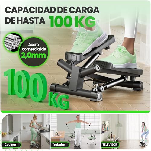 Ultrasport Mini Stepper Fitness en Casa Stair Stepper para Cardio en Casa con Monitor LCD, Bandas de Resistencia y Pedales Antideslizantes - imagen 6