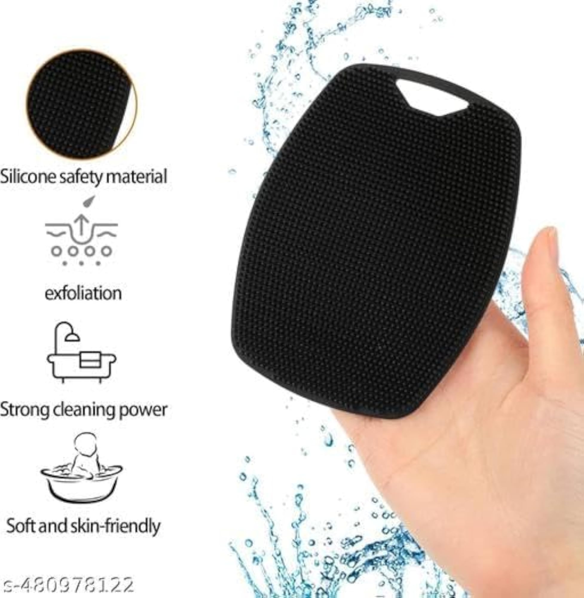Soft Silicone Body Scrubber Shower Brush, Food-Grade