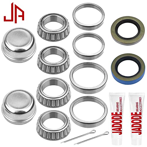 Jadode Trailer Axle Hub Bearings Kits L44649/10 L68149/11 Seal 10-19（171255Tb）3500 Lbs Trailer Axle Straight Spindles With Grease Seals Dust Cover And Cotter Pin Trailer Wheel Hub Bearing Kits 2Pc #TOP1