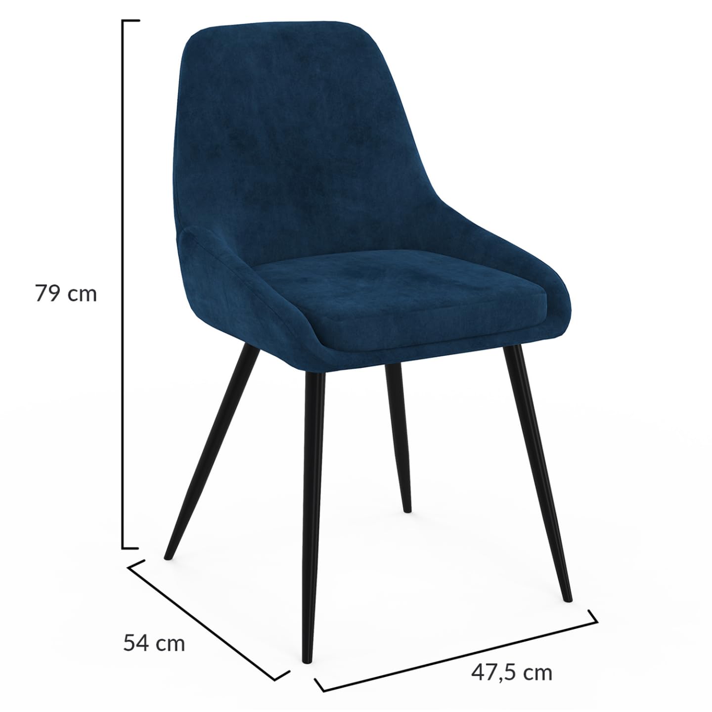 IDMarket - Lot de 4 chaises THALYA en Velours Bleu avec accoudoirs