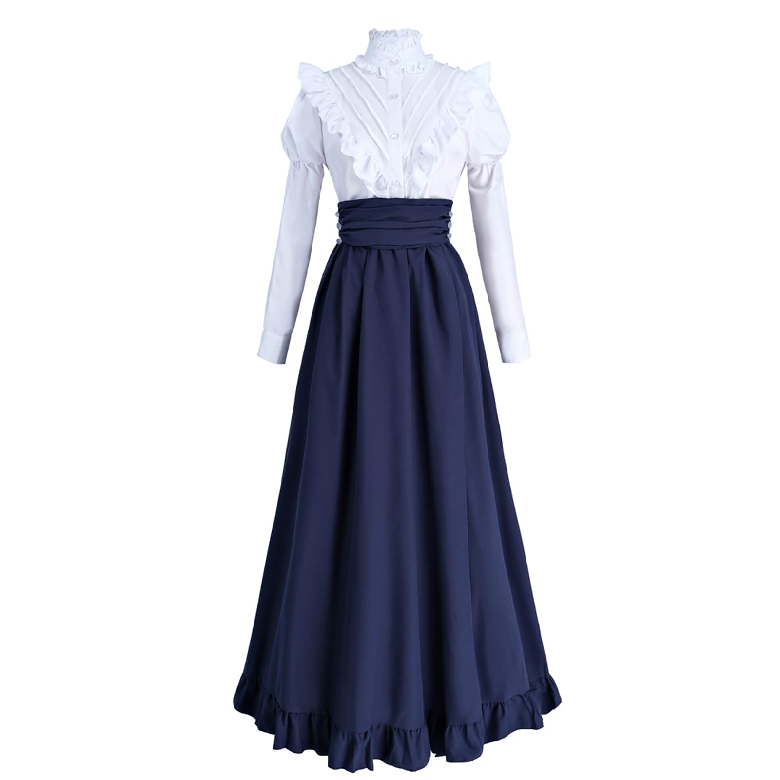 CR ROLECOS Women Victorian Dress Medieval Vintage Costumes Ball Gown Dress Victorian Blouse Renaissance Falda 2-Pieces Set S Navy Blue — image 1