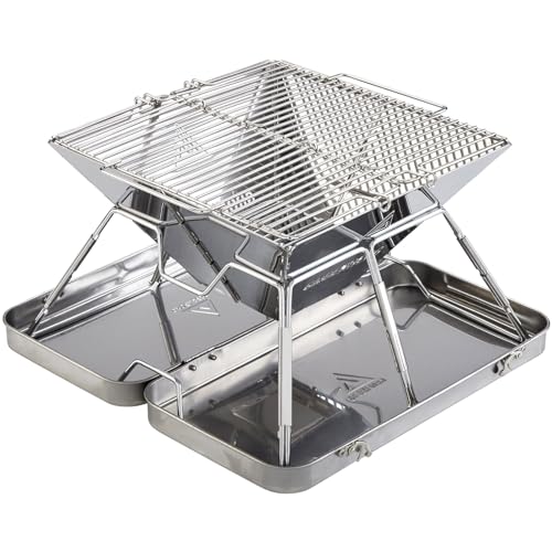 Groenberg Barbacoa de camping Eldfell M plegable de madera carbón plegable exterior acero inoxidable