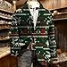 Christmas Blazer for Men Fashion One Button Notch Collar Corduroy Suit Jackets Casual Xmas Print Long Sleeve Blazers Green