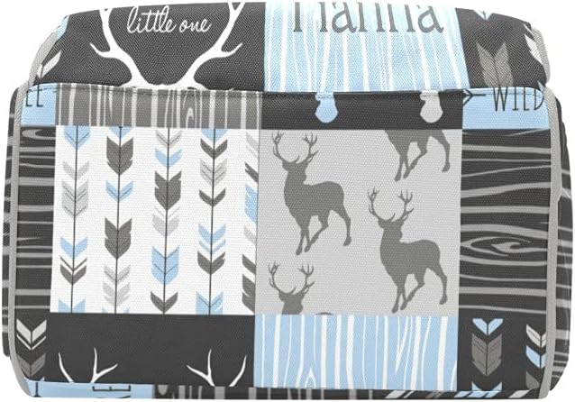 XOZOTY Deer Elk Antlers Feather Arrow Patchwork Diaper Bags with Name Waterproof Mummy Backpack Nappy Nursing Baby Bags Gifts Tote Bag for Women