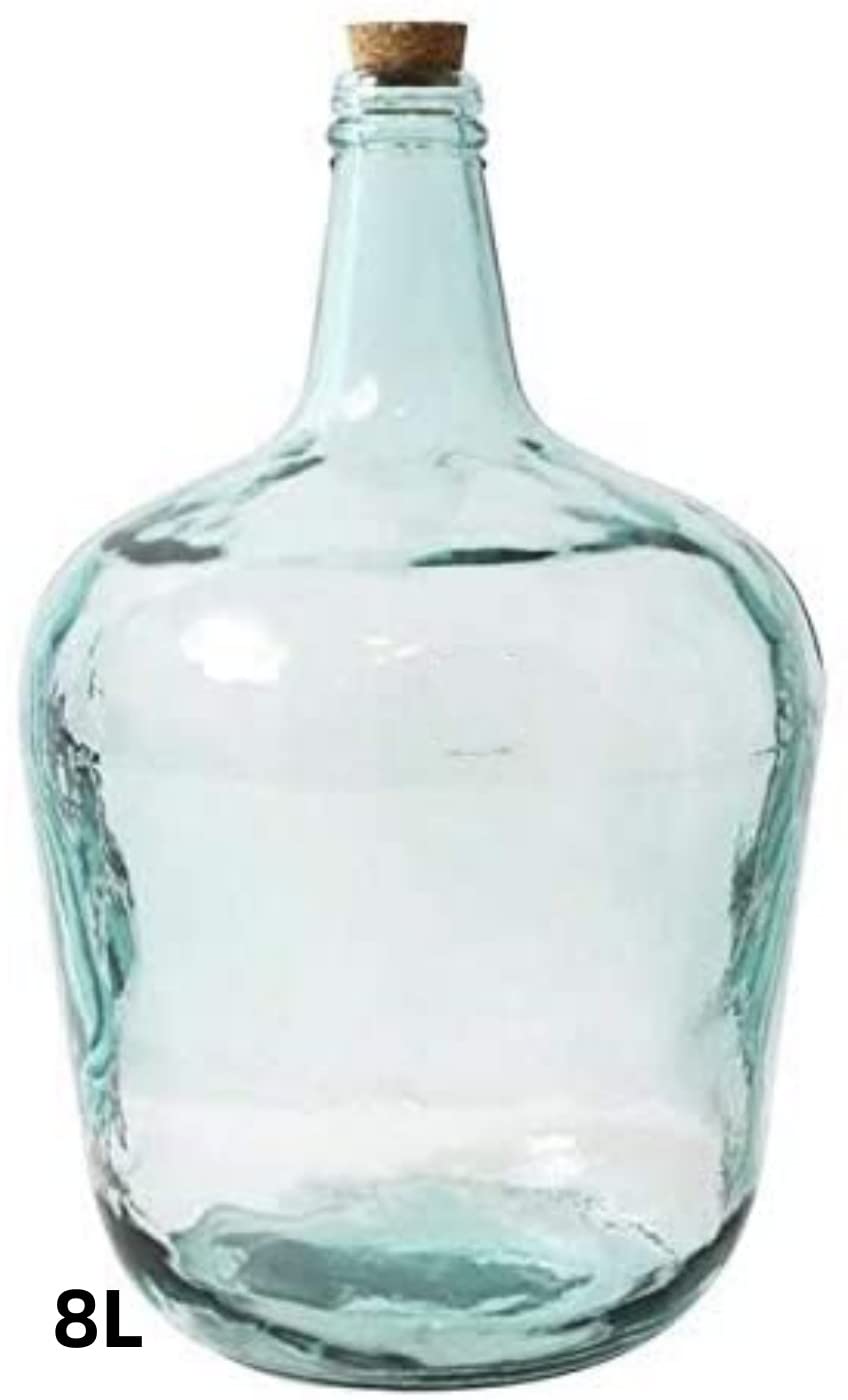 AC Garrafa Vidrio Transparente en Estilo Apple, Disponible Varios Modelos y tamaños capacidades, para Elegir Sus Favoritos 23x38cm (8 L, C/TAPÓN)