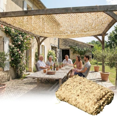 Malla de Camuflaje Militar, Red De Camuflaje Protector Solar Exteriores Toldo, 2m 3.0m 4.0m 5m 8m 10m 12m 15m 20m, Red de Sombra A La Terraza, para Cámping Caza Decoración(Beige,4x4(m))