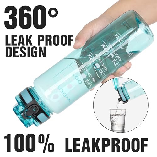 OLDLEY Water Bottle, 32oz Motivational Sports Water Bottle with Time Marker - Times to Drink - Tritan, BPA Free, Wide Mouth Leakproof, Anniversary Birthday Gifts for Men Women,Surfer (1 Bottle) by OLDLEY - Image 6
