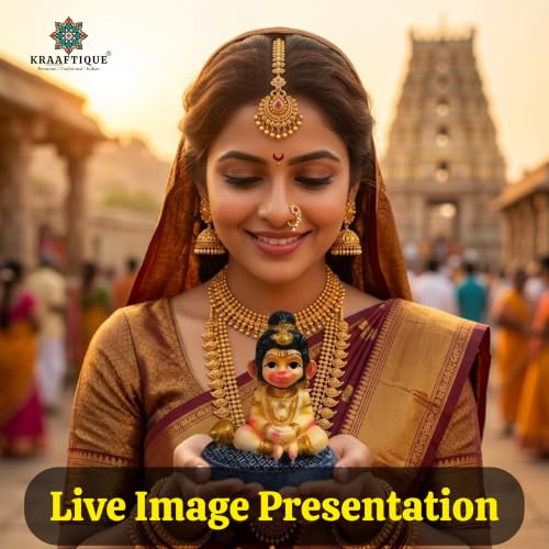 Image of Smiling Bal Hanuman Idol for Home Decor & Pooja | Marble Dust Meditating Hanuman Murti | Matte Finish Multicolor Bajrangbali Statue for Temple, Office, Gift (11 CM)