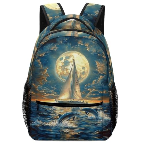 XKASKDFKE Vehicles Fantasy Sailboat Kids Backpack with Safety Whistle