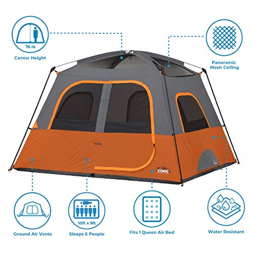 Carpa CORE para 6 personas con paredes rectas y kit miniatura 6