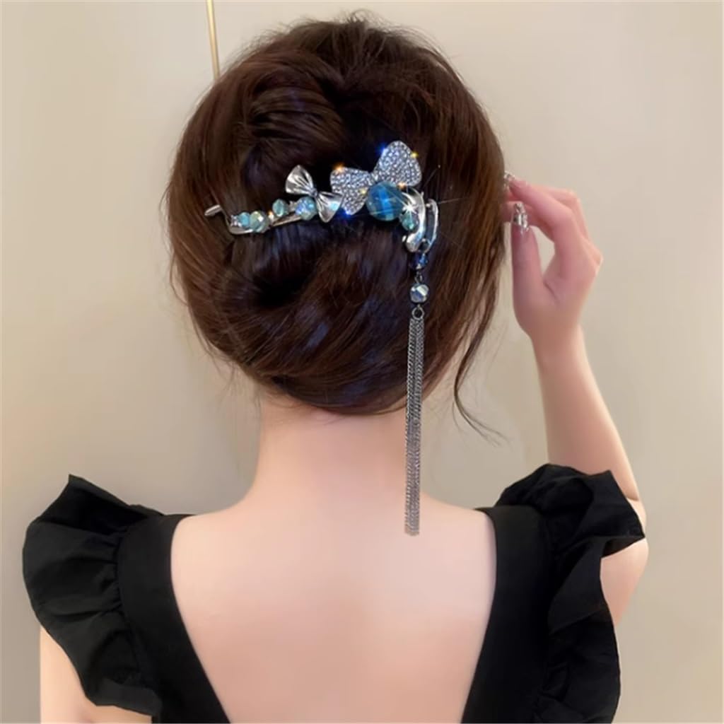 Metal black crystal word clip 8 word clip back of plate hair clip temperament hair jewelry