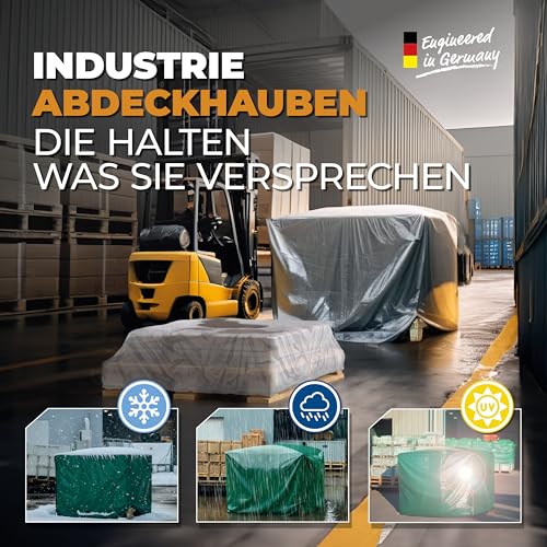 RAINEXO® Gitterbox & Paletten Abdeckhaube | Abdeckplane Grün | 125 x 85 x 98 cm | Wasserdicht, Frost & UV-beständig