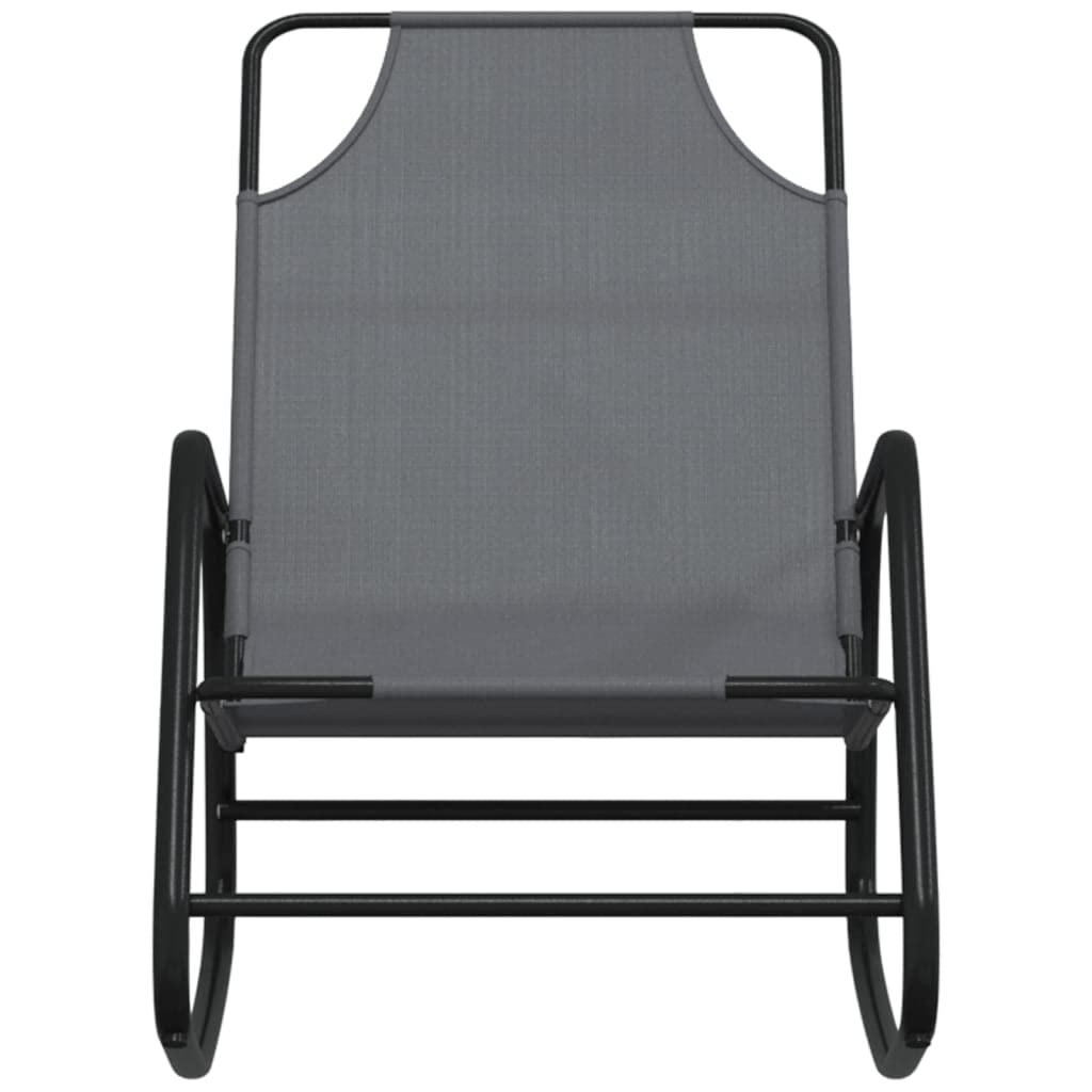 Chaises Longues à Bascule, Lot de 2, Acier Thermolaqué et Textilène Respirant, Design Confortable et Moderne, Fauteuil Salon Relax, Rocking Chair Extérieur,Balcon, Couleur Gris, 89 x 58 x 93.5 cm