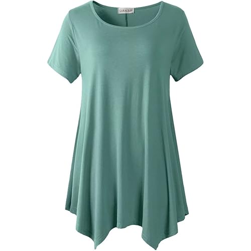 LARACE Short Sleeve Shirts for Womens Plus Size Tops Casual Summer Clothes Asymmetrical Tunic Blouses