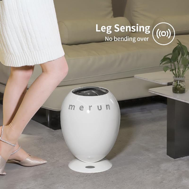 Smart Induction Garbage Can Creative Dinosaur Egg Shape 10L White Simple Cute Living Room Bedroom Kids Room