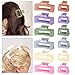 Alemaky 12 Pack Square Colorful Hair Clips, Big and Small Neutral Rectangle Claw Clips, Non-slip Matte Hair Clips for Women,Strong Hold jaw clip for Thick Thin Hair Silver Brown White Pink