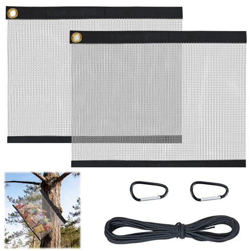 2 Pack Ultralight Rodent Proof Bear Bags 18 x 14in Wire Mesh Hanging Food Storage for Camping & Backpacking Critter Protection Kit Includes Nylon Rope & Carabiners for Easy Hanging