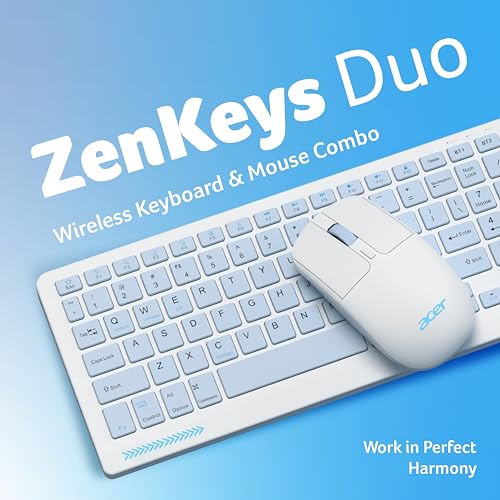 Image of Acer ZenKeys Duo Wireless Keyboard & Mouse Combo | 2.4 GHz + Bluetooth | Rechargeable 500 mAh Type-C | 99-Key Silent Keyboard | 1600 DPI Optical Mouse | 10m Range | Windows /macOS /Linux Compatible