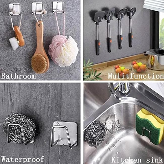 ESINAM 2Pcs Sponge Holders for Kitchen Sink, Strong Adhesive Small Sponge Holder, Premium Rustproof & Waterproof Kitchen Sink Caddy - Minimal Size - SUS304 Stainless Steel