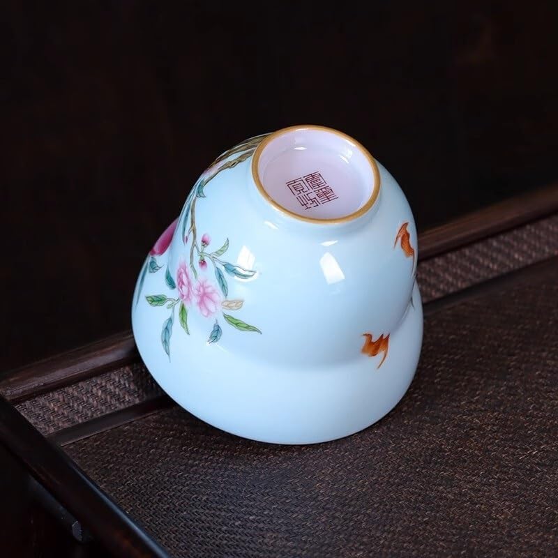 Tea Cup Hand-Painted Pastel Host Blue Ground Longevity Peach Gourd Kung Fu Set Single Soaking Container