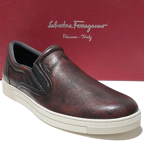 Slip-on 8 D 41 Men's MIRAGGIO Brown Pebbled Leather Loafers Sneakers (Salvatore3