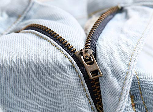 Men's Denim Pants Contrast Patches Pattern Biker Distressed Ripped Jeans Slim Side Paint Printed Jean Trousers4