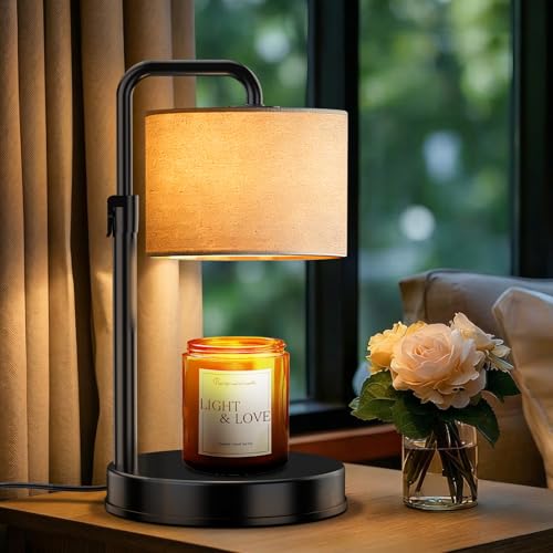 Candle Warmer Lamp with Timer Dimmer, Modern Farmhouse Candle Lamp Adjustable Height, Mothers Day Birthday Gifts for Women Mom, Electric Flameless Candle Melter with 2 Bulbs, House Warming Home Decor
