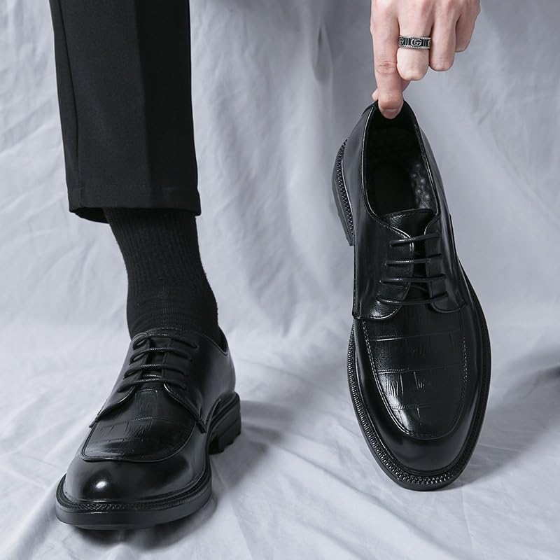 Mens Waterproof Leather Dress Shoes Lace Up Wedding Office Low Top Breathable Formal Oxfords2