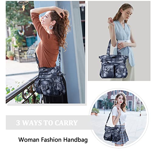 Image of Angelkiss Purses Handbags for Women PU Tote Satchel Bags for Women Pockets Shoulder Bags | PU