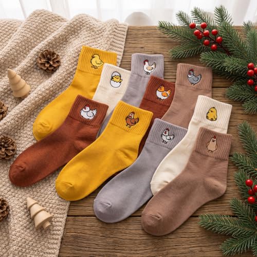 Image of Eurzom 10 Pairs Socks Womens Crew Elastic Ankle Length Cotton Socks Aesthetic Cute Lightweight Low Cut Gifts for Women
