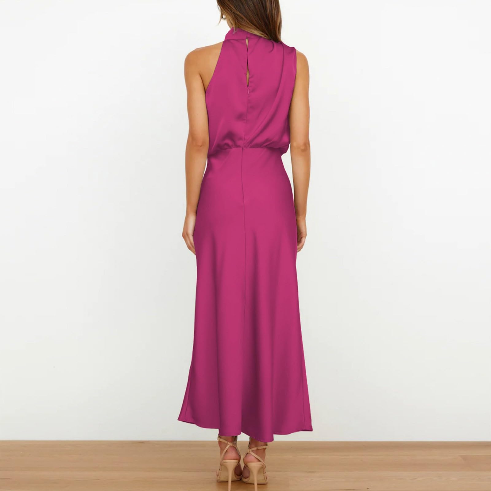 Vestidos Fiesta Largo para Mujer Elegante Maxi Vestido Ajustado sin Mangas Sexy Vestidos de Cóctel Fiesta Midi Mujer Vestido Formal para Invitada de Boda