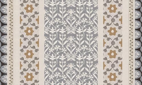 Colección Floor Flair, Hadley Hall in Haze medallón floral de 3 x 5 pies, vinilo duradero, impermeable y resistente a las manchas, tapete de área interior, cubierta protectora para el suelo,