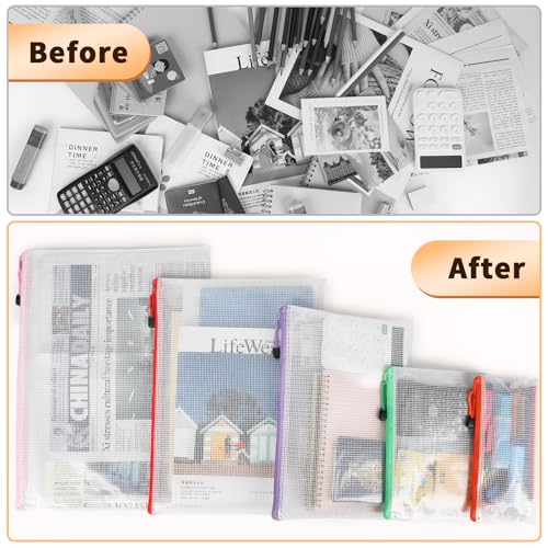 Image of Umriox Zipper Mesh Document Pouch, 6 Assorted Size (6 Colors, 18 Packs), Clear Zipper Pouches, Waterproof Zipper Pouches for Craft Projects Office Supplies Cosmetics Travel Storage