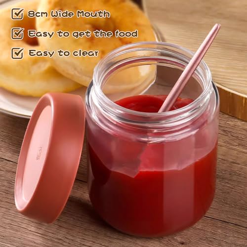 YUEYEE 4 Pack 10 OZ Overnight Oats Gläser,Einmachgläser mit Schraubdeckel für Overnight Oats Salat Joghurt Pudding Chutney Dessertgläser,Wiederverwendbare Glasbehälter mit Deckel Als Mason Jar
