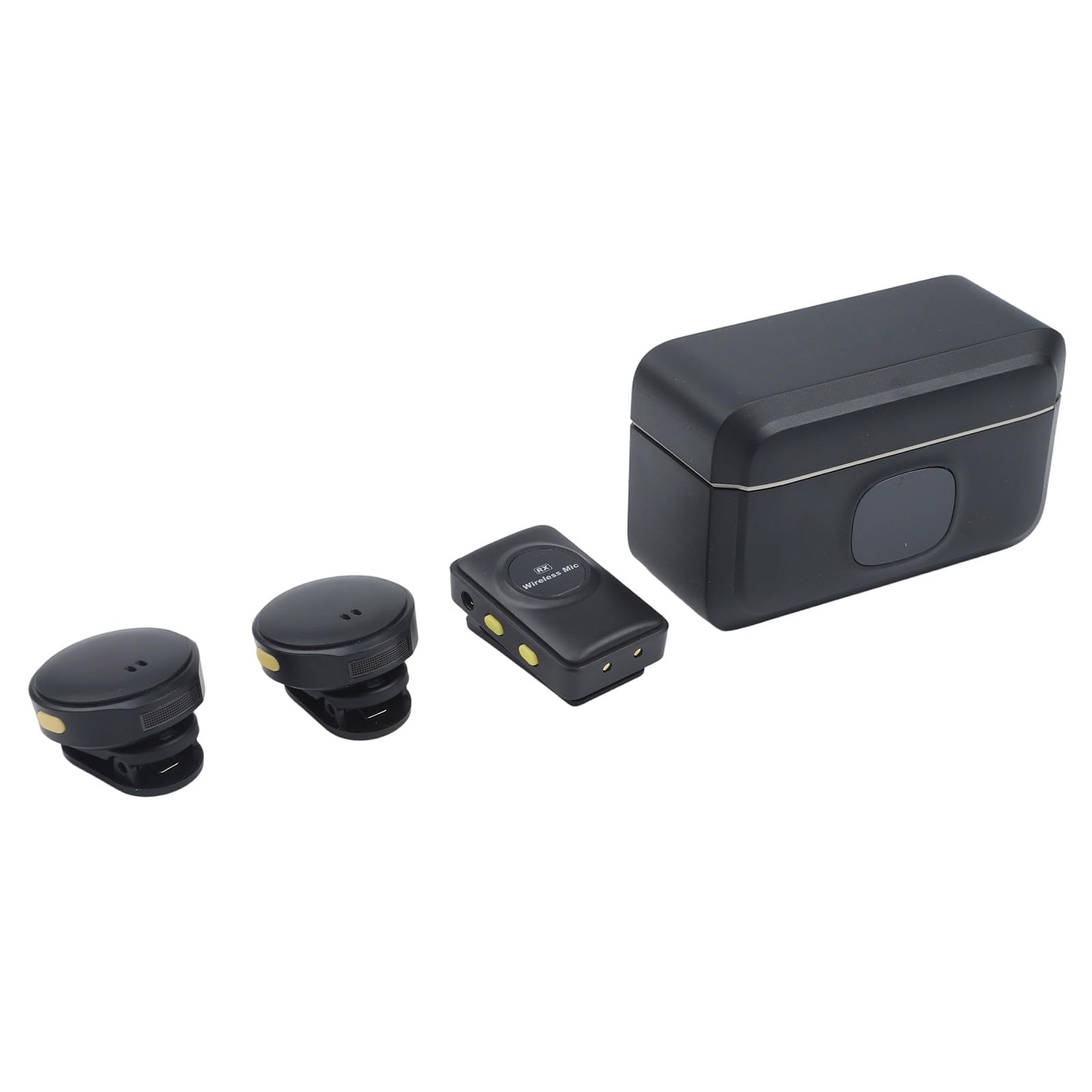 Microfono senza fili Action 5 per Pro/4/3/2, Pocket 3 e per Osmo per 360, per microfono Lavalier in ABS compatto con custodia di ricarica, registrazione audio trasparente, nero