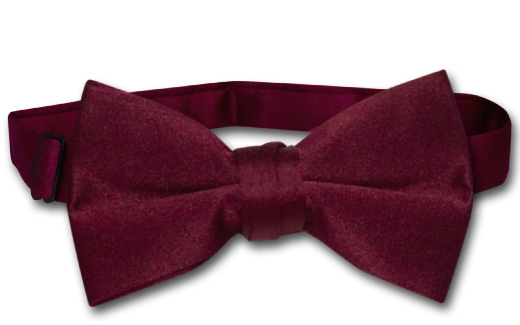 Vesuvio Napoli BOY'S BOWTIE Solid BURGUNDY Color Youth Bow Tie