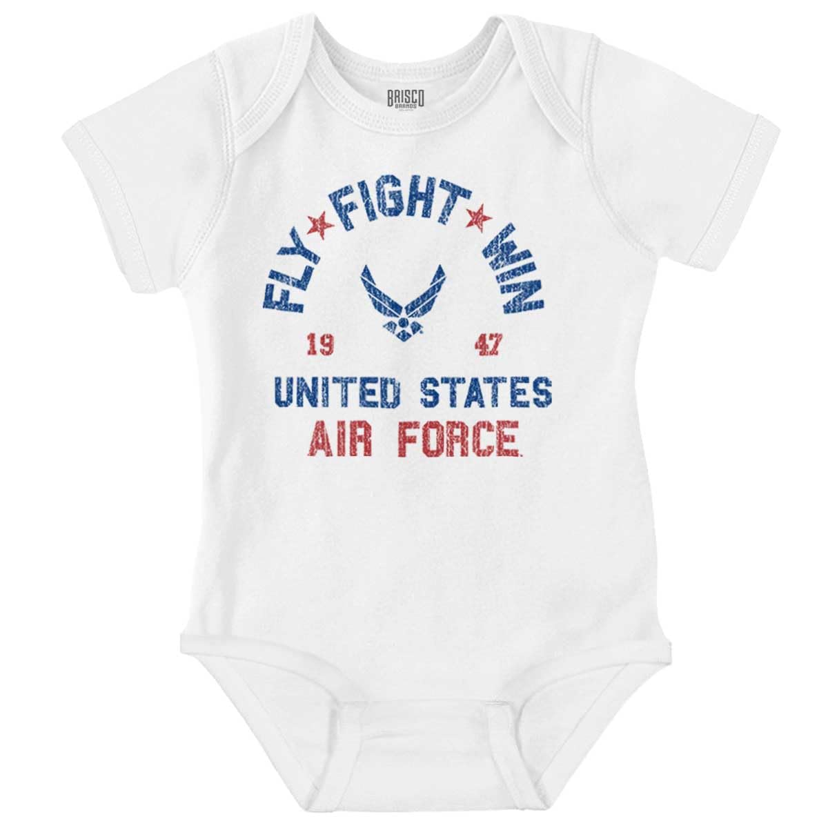 Brisco Brands Fly Fight Win USAF American Air Force Baby Romper Boys or Girls