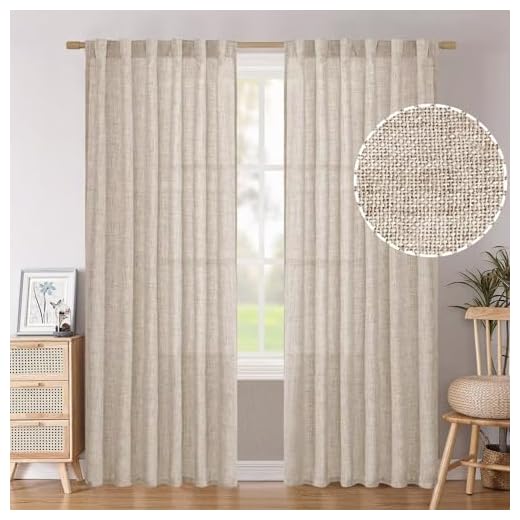 BGment Natural Faux Linen Curtains for Living Room 2 Panels Set, Thick Linen Window Curtains for Bedroom, Privacy Light Filtering Curtains & Drapes with Rod Pocket and Back Tab, 52 x 84 Inch, Linen
