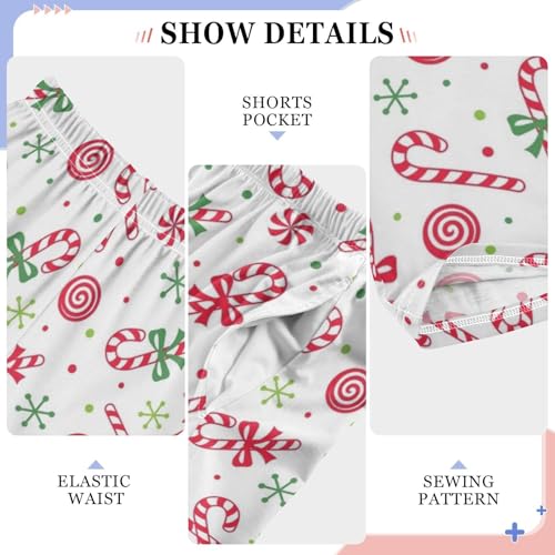 ZZXXB Xmas Candy Canes Boys Long Pants Soft Trousers Elastic Waist Kids Lounge Bottoms with Pockets S-XL4