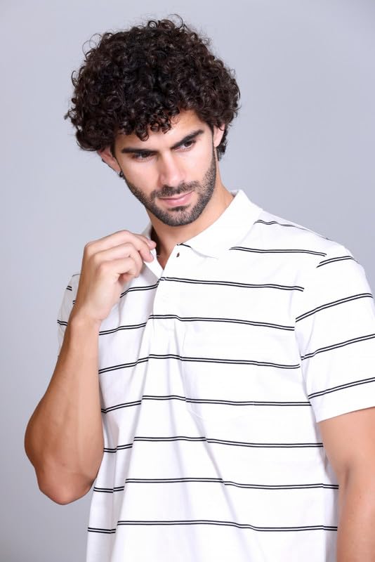 Image of SANE ORIGINALS Half Sleeve Polo T-Shirt for Men with Pocket || Stripe Collar and Pocket T-Shirt for Men Half Sleeves